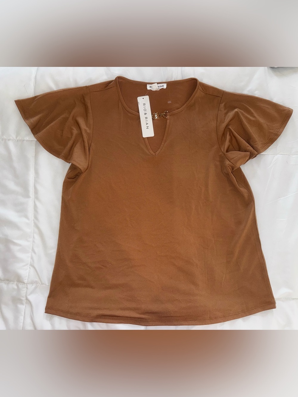 Rio & Rian Women's Short Sleeve Top in Camel